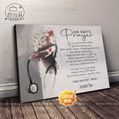 An EMT's Prayer Jesus Reaching Hand With Stethoscope Personalized Canvas Wall Art 3 s4 2