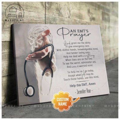 An EMT's Prayer Jesus Reaching Hand With Stethoscope Personalized Canvas Wall Art 5 s3 2