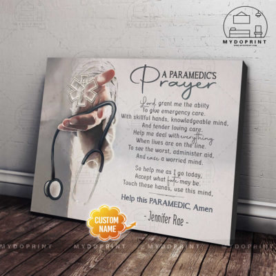 A Paramedic's Prayer Jesus Reaching Hand With Stethoscope Personalized Canvas Wall Art 5 2637f597 1db3 11ec 850f 0242ac120002 ngang 1 optimized