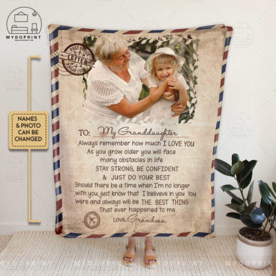 Gift For Daughter Granddaughter Letter To My Granddaughter Custom Photo Fleece Blanket 1 6834cd15 300c 11ec a8bb 0242ac120002 4