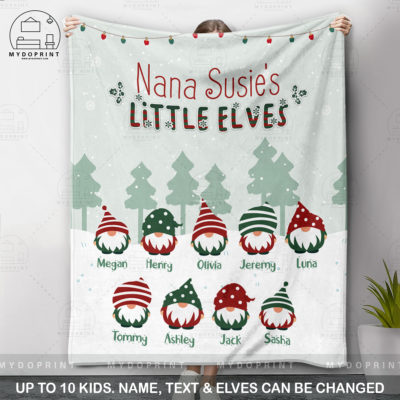 Gift For Grandma Nana Susie's Little Elves Christmas Personalized Fleece Blanket 1 14f597b9 3705 11ec a782 0242ac120002 4