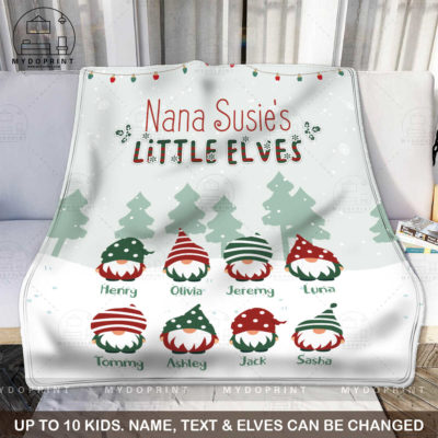 Gift For Grandma Nana Susie's Little Elves Christmas Personalized Fleece Blanket 2 1cc90326 3705 11ec a782 0242ac120002 1
