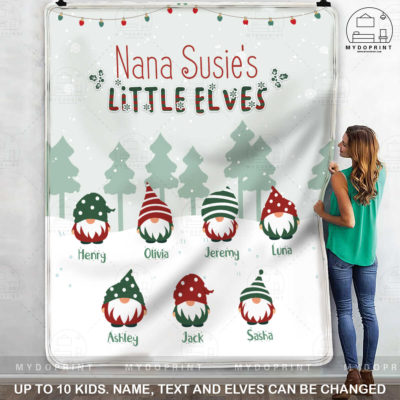 Gift For Grandma Nana Susie's Little Elves Christmas Personalized Fleece Blanket 3 1ffe9517 3705 11ec a782 0242ac120002 5