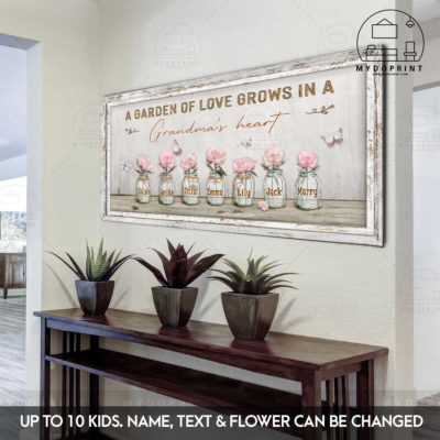 Gift For Grandma A Garden Of Love Grows In A Grandma's Heart Personalized Wall Art Canvas 20x40in 10x20in 3 242aa1b5 3bcb 11ec abe9 0242ac120002 7 optimized