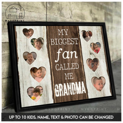 Gift For Grandma Family Photo My Biggest Fan Called Me Grandma Personalized Canvas Wall Art 1 85e65357 3ca5 11ec abe9 0242ac120002 2