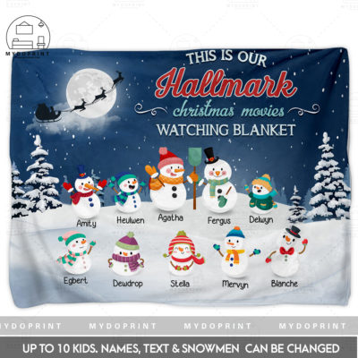 Family Gifts This Is Our Hallmark Christmas Movies Watching Blanket Snowmen Personalized Horizontal Fleece Blanket 2 a17b18c0 3d58 11ec abe9 0242ac120002 8