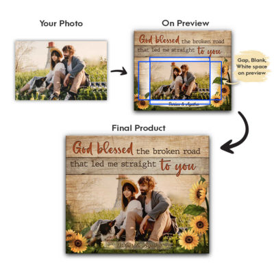 Anniversary Gifts God Blessed The Broken Road That Led Me Straight To You Sunflower Custom Photo Canvas Wall Art 1 20 optimized