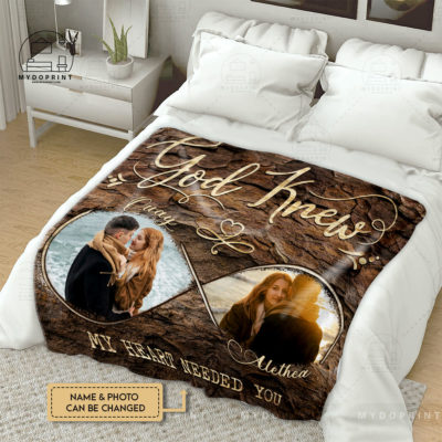 Anniversary Gifts God Knew My Heart Needed You Infinity Symbol Custom Photo Horizontal Fleece Blanket 1 bbc8f037 49fe 11ec 8e56 0242ac120002 3