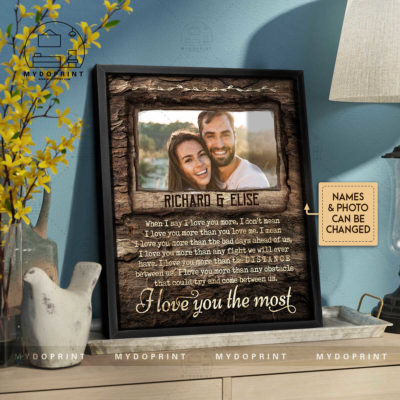 Anniversary Gifts I Love You The Most Custom Photo & Names Brown Tree Bark Canvas Wall Art 1 700b113a 4c34 11ec a287 0242ac120002 canvas doc20x24 optimized