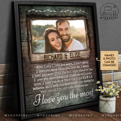 Anniversary Gifts I Love You The Most Custom Photo & Names Vertical Canvas Wall Art 1 khung1 optimized