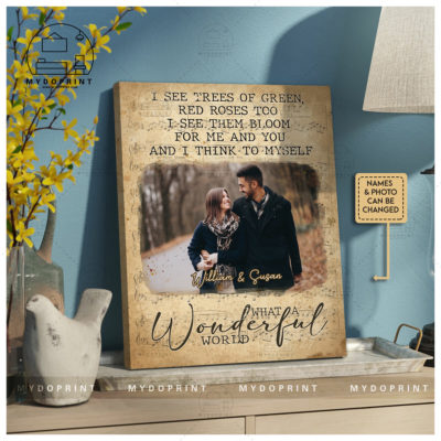 Anniversary Gifts What A Wonderful World Vintage Music Sheet Custom Photo Canvas Wall Art 3 canvas Doc20x241417