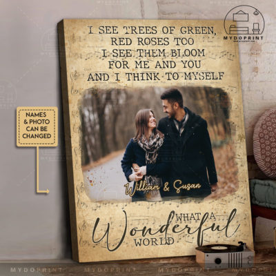 Anniversary Gifts What A Wonderful World Vintage Music Sheet Custom Photo Canvas Wall Art 4 cv doc 31417