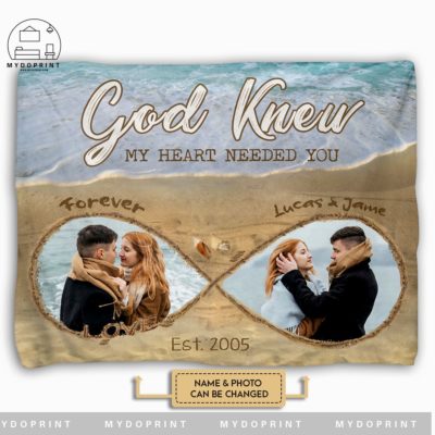 Anniversary Gifts God Knew My Heart Needed You Beach & Sand Custom Photo Horizontal Fleece Blanket 2 4ec92bad 5e23 11ec be10 0242ac120002 pr