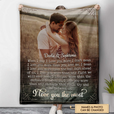 Anniversary Gifts I Love You The Most Custom Photo With 3 Background Fleece Blanket 2 a730f892 5e25 11ec be10 0242ac120002 blanket2new 1200x12002 optimized