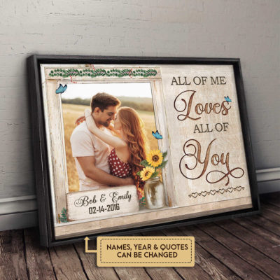 Anniversary Gifts All Of Me Loves All Of You Faux Frame With Sunflower Custom Photo Canvas Wall Art 3 aeb09601 623f 11ec a414 0242ac120002 ngang 2f optimized
