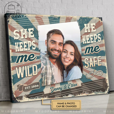 Anniversary Gifts I Stole Her Heart...So I Stole His Last Name Custom Photo Retro Canvas Wall Art 3 2