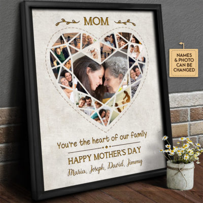 Mother's Day Gift Mom You're The Heart Of Our Family Custom Photos Canvas Wall Art 2 8ebf8fb5 9488 11ec a538 0242ac120002 khung1