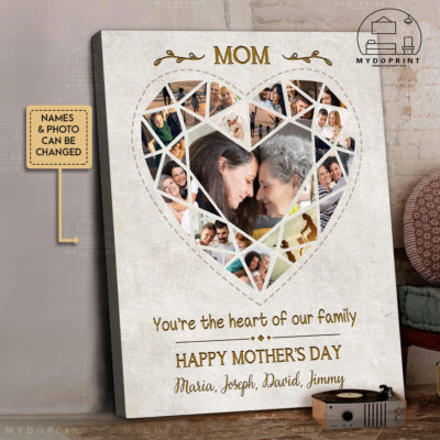Mother's Day Gift Mom You're The Heart Of Our Family Custom Photos Canvas Wall Art 3 91eea094 9488 11ec a538 0242ac120002 cv20doc 31417