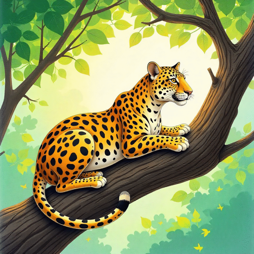 freepik leopard rests on a tree branch dappled sunlight de 76105