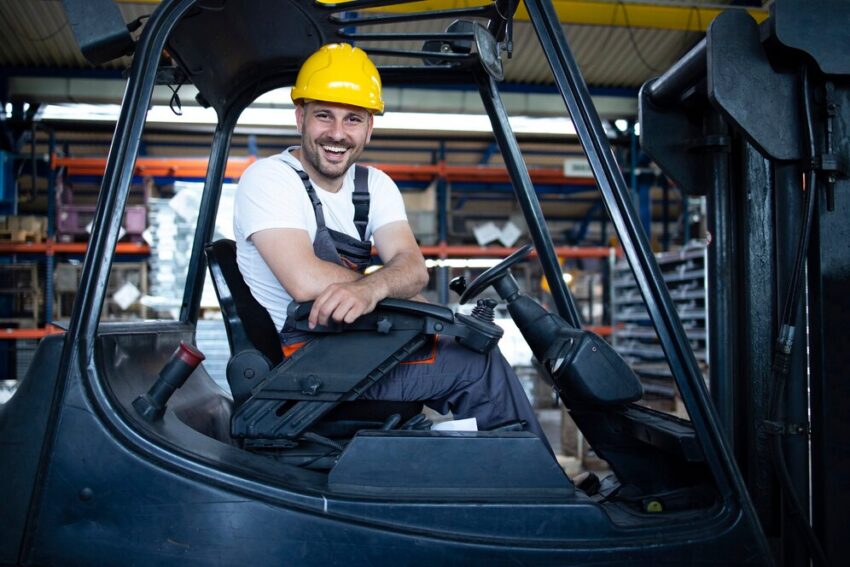 portrait professional forklift driver factory s warehouse 342744 203