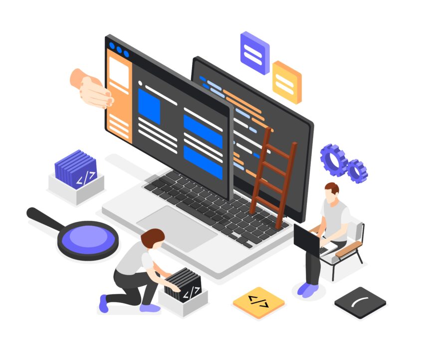 2112.i301.031.S.m004.c13.UI and UX designers concepts isometric composition 2