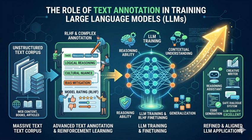 The Role of Text Annotation in Training Large Language Models LLMs