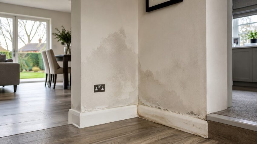 Damp marks in modern living space