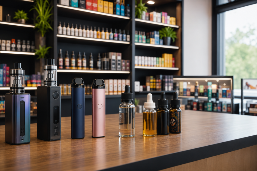 Modern vape shop product display