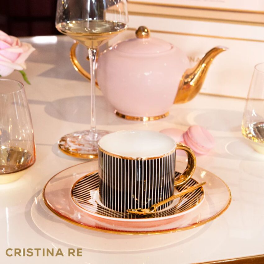 Teacup Saucer Pinstripe Ebony