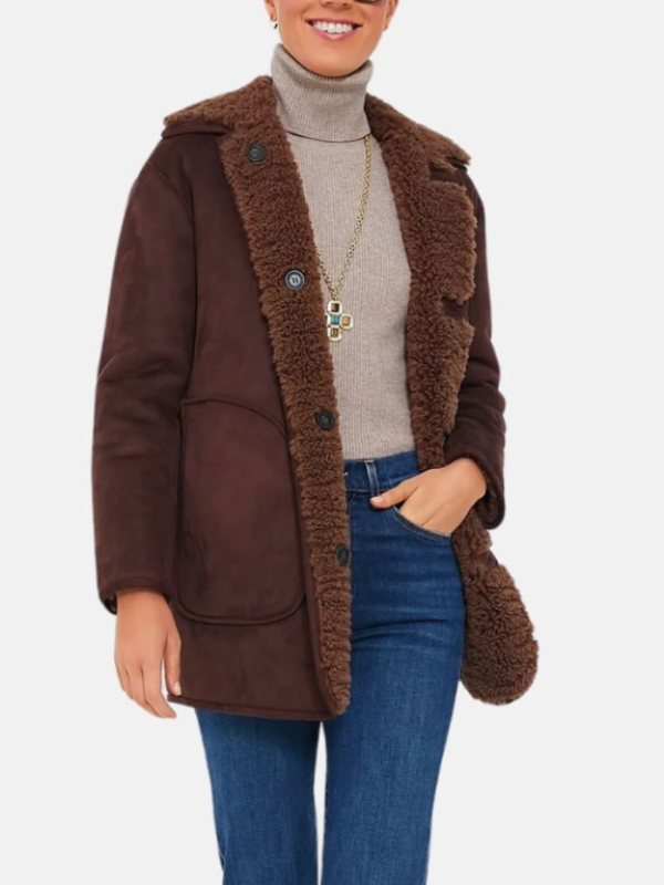 womens classic brown shearling jacket