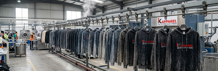 custom hoodie manufacturing USA acid wash process