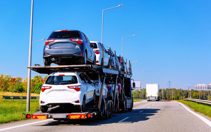 cars carrier truck road highway poland lorry transporter logistics work trailer with cargo car drive delivery transport export industry heavy hauler haul vehicle auto haulage 250132 1443 3