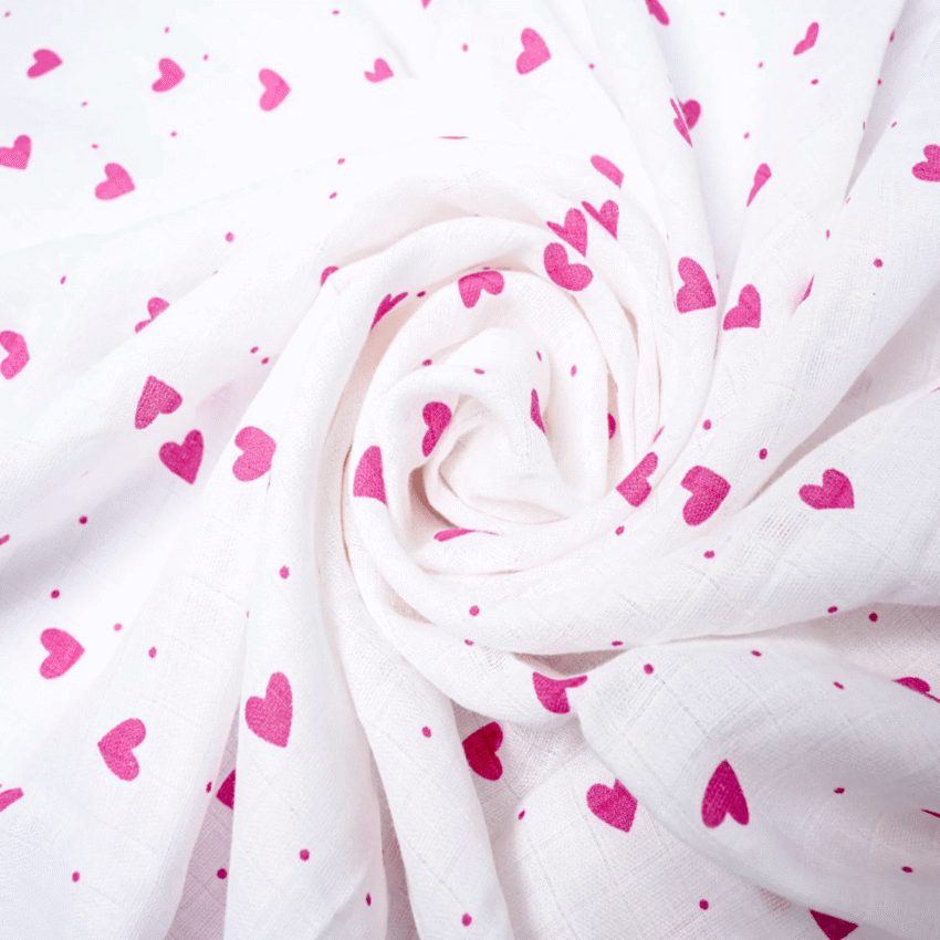 Muslin Newborn Towel Pink Heart