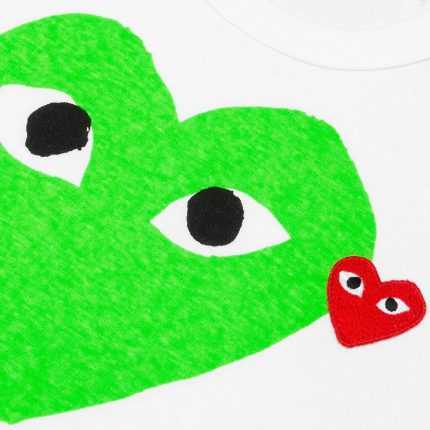 CDG Play Red Emblem Heart T Shirt White Green1 430x430 1