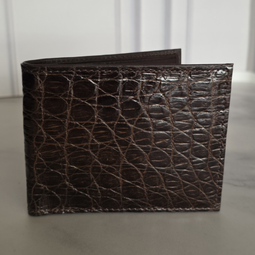 crocodile wallet dark brown single panel 1 1