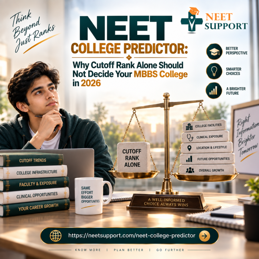 NEET College Predictor Why Cutoff Rank Alone Should Not Decide Your MBBS College in 2026 NEET Support