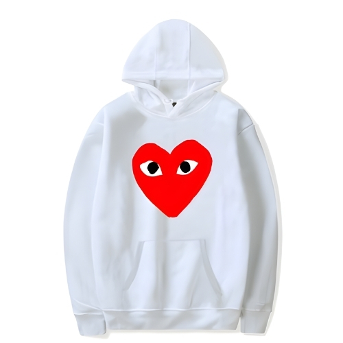 Comme Des Garcons BIG Red Heart Hoodie %E2%80%93 White