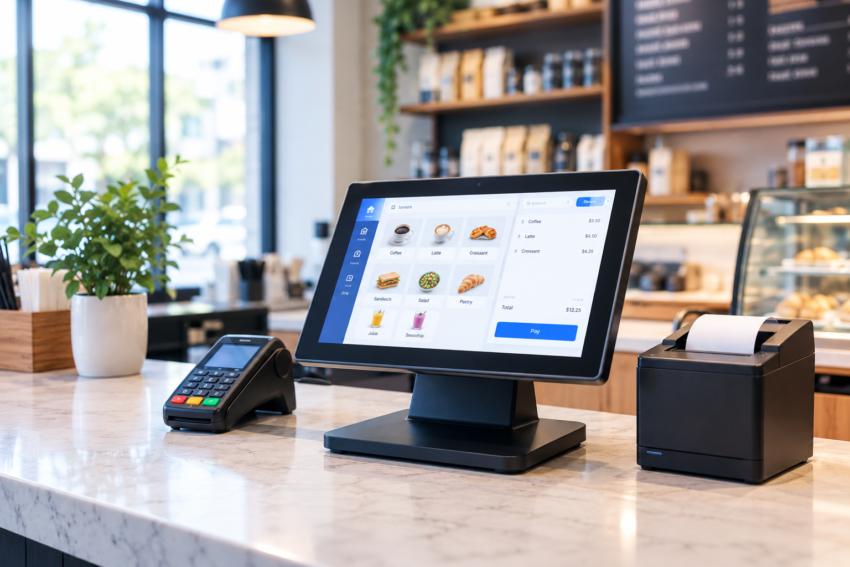 Modern Cafe POS Checkout Counter