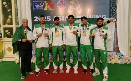 Pakistan Sets Record with 14 Medals at Asian Rowing