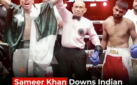 Sameer Khan Downs Indian Boxer, Celebrates With Iconic 6-0 Sign