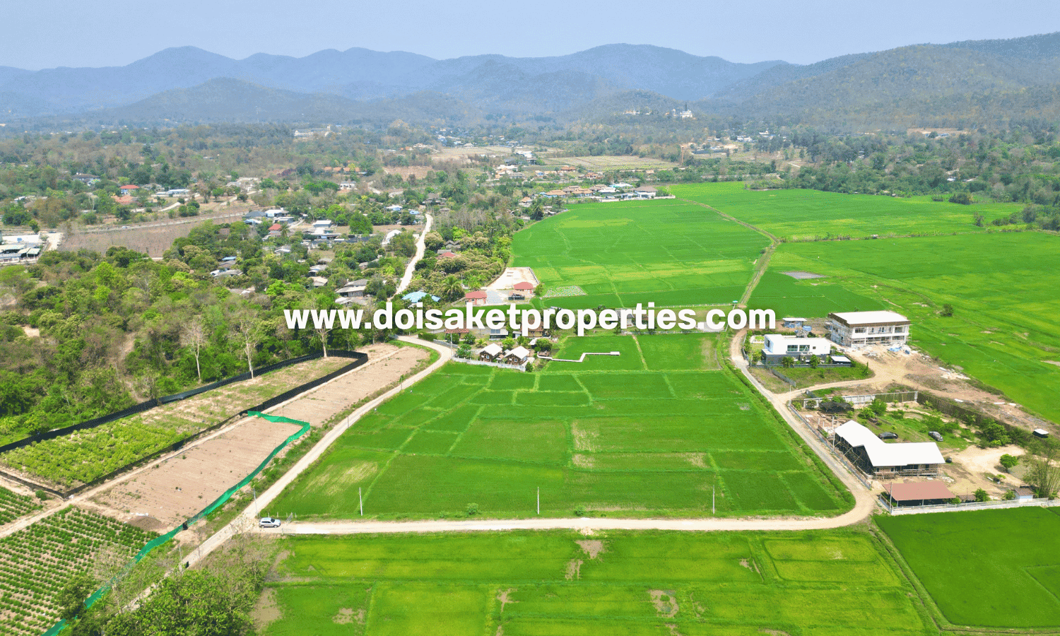 Scenic 7+ Rai Plot of Land with Mountain and Rice Paddy Views for Sale in Choeng Doi, Doi Saket, Chiang Mai