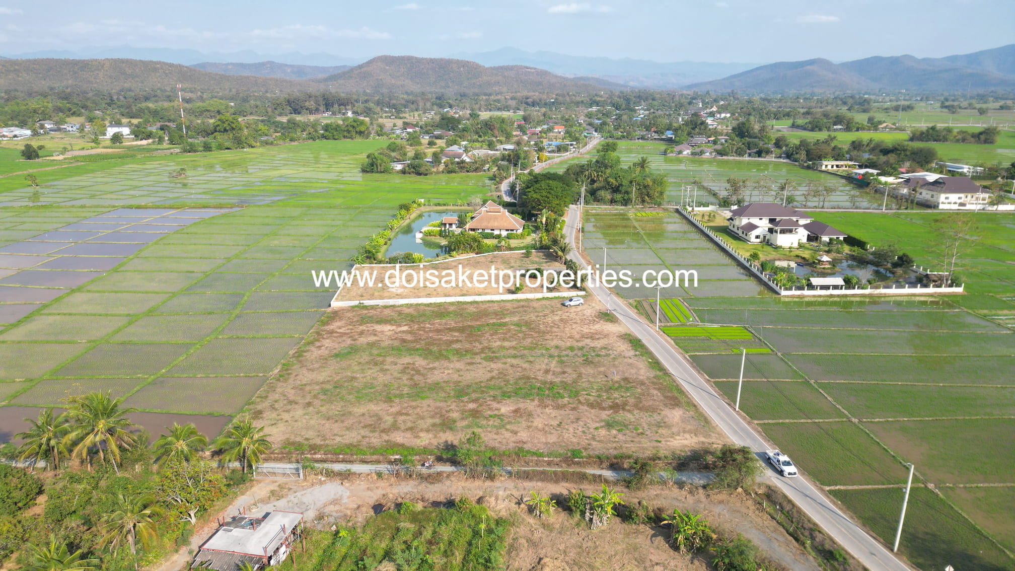 Scenic Plot of Land with Mountain and Rice Paddy Views in Pa Pong, Doi Saket, Chiang Mai