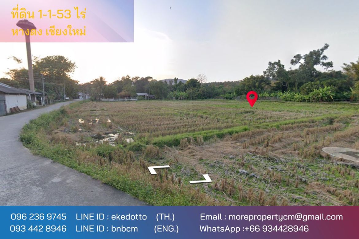 ทรัพย์สิน id149ls ขายที่ดิน หางดง 1-1-53 ไร่ ใกล้บริษัท แซงค์ตัม บจก.