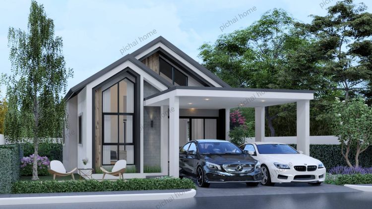  บ้านเดี่ยว ชั้นเดียว สไตล์นอดิก 3 ห้องนอน 2 ห้องน้ำ จอดรถได้ 2 คัน, ภาพที่ 4