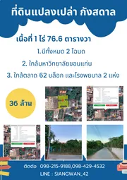 ขายที่ดิน กังสดาล มหาวิทยาลัยขอนแก่น