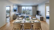 Services Apartment for Rent 120 sqm. 3 bedrooms lakeview, fully furnished, near BTS & MRT Asoke, Sukhumvit 16 , Bangkok