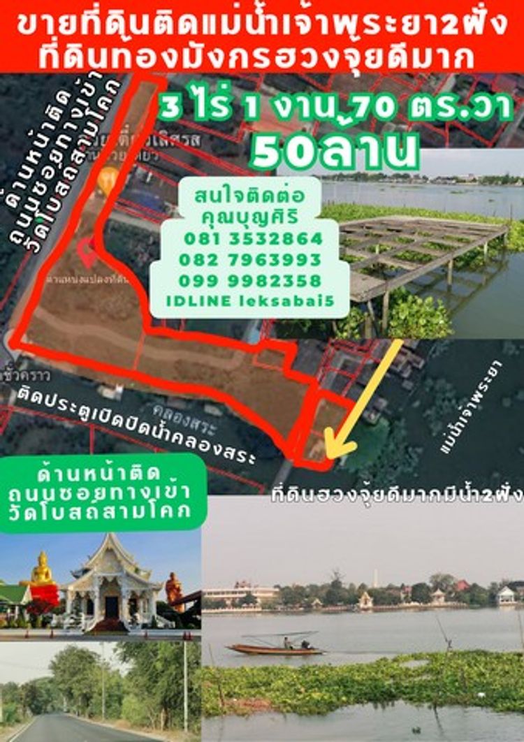 ขายที่ดินติดแม่น้ำเจ้าพระยา2ฝั่ง ใกล้ วัดโบสถ์​ จ.ปทุมธานี ขนาด 3ไร่ 1, ภาพที่ 4
