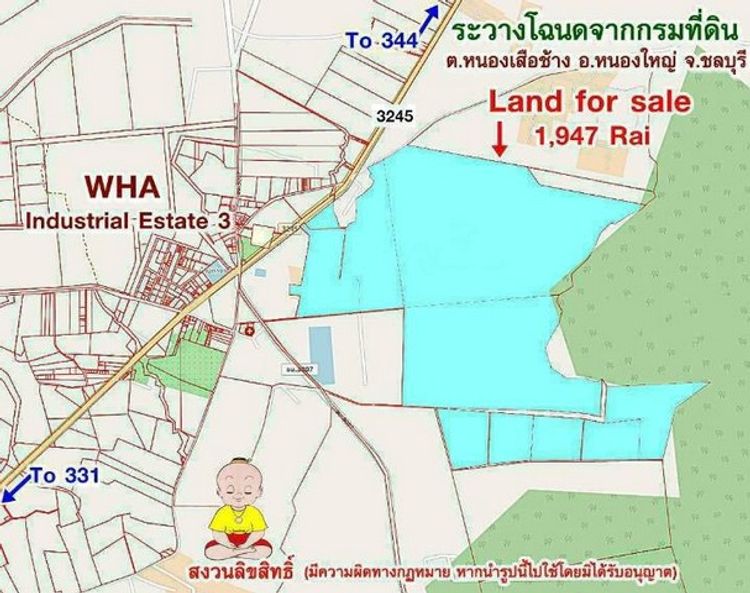 ขายที่ดินเขต EEC หนองใหญ่ ชลบุรี 1947 ไร่ ผังสีเหลืองอ่อน, ภาพที่ 4