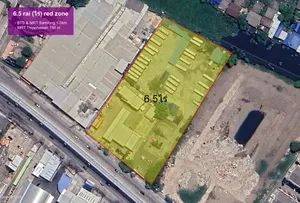 Thepharak Road Land - Land Size: 6.5 rai (ไร่) red zone, มี3 คนเช่า, Prime Location
