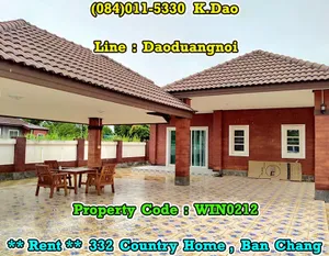 332 Country Home, Ban Chang *** Corner House for Rent ***